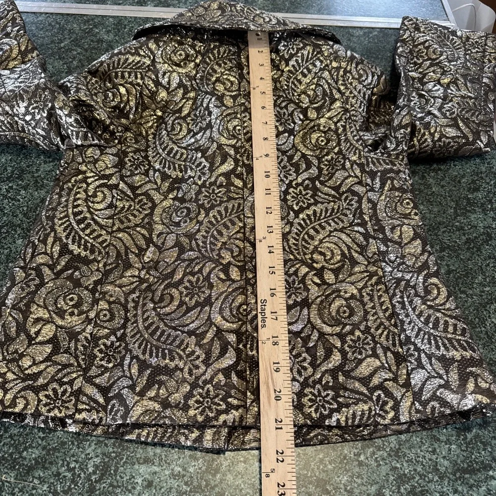 Banana Republic‎ Women Sz XS Gold Silk Brocade Metallic Blazer Swing Jacket NEW